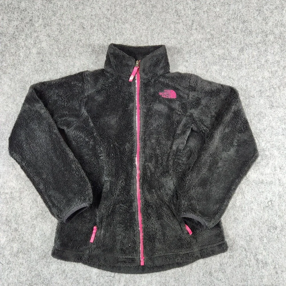 The North Face Osito Fleece Jacket Girls M Black Pink Full Zip Warm Soft Coat